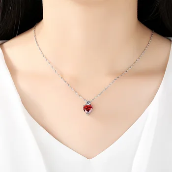 L23 Ženy Červené srdce granátové jablko červená crystal zirkón nastaviť náhrdelník módne náušnice vianočný darček