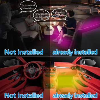 Nové auto atmosféru svetlo tlačidlo tri v jednom atmosféru svetla bluetooth APP farebné diaľkového ovládania hlasové ovládanie RGB hudby svietidlo