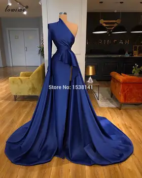Arabský Námornícka Modrá Celebrity Šaty 2020 Jedného Pleca Dubaj Večerných Šiat Ženy Strany Noc Formálne Červenom Koberci Šaty Vestidos