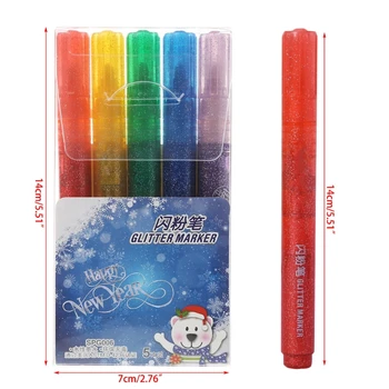5 ks Magic Lesk Marker Pero Svetlé Šumivé Farba Kreslenie, Maľovanie Papiernictvo Marker Pero
