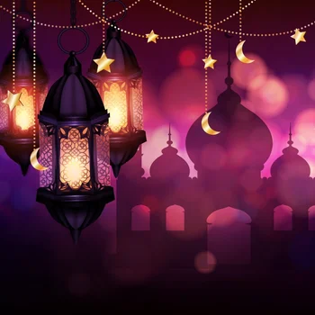 Laeacco Ramadánu Šťastný Eid Mubarak Moslimských Svietidla Fotografické Pozadie Dieťa Scény Vinyl Na Stenu Fotografie Pozadí Photo Studio
