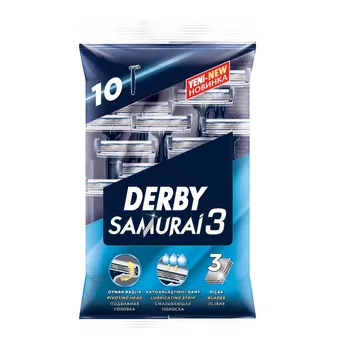 10x Derby Samurai 3 Jednorazové Triple Britvy, Žiletky na Holenie Sensitive Jednorazové Britva Rýchlo Doprava Zadarmo