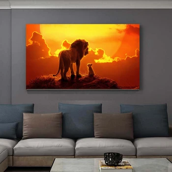 Lion King Filmové Plagáty a Tlačí na Steny Umelecké Plátno Maľby Zvierat Obrázok na Stenu Umenia pre Obývacia Izba Domova (Bez Rámu)