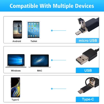 2.0 MP Semi-Rigid USB Endoskop Fotoaparát Vodotesný IP67 Kanalizácie Fotoaparát S 8 LED pre Android, MacBook & Windows PC (3-5M)
