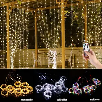 3m LED Rozprávkových Svetiel Garland Opony Lampa Diaľkové Ovládanie USB String Svetlá Nový Rok Vianočné Dekorácie pre Domov Spálne Okno
