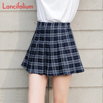 Harajuku Riadok Koberčeky Mini Sukne Ženy Školské Dievča Vysoký Pás Skladaný Námorník Sukne Dámske Kórejský Kawaii 2020 Minisukňu Skort
