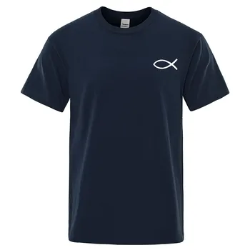 2020 Lete Nové T Shirt Mens Značky Tees Chlapci Mužské Tričko Krátky rukáv Topy Christian JEŽIŠ ryby vysoko kvalitné bavlnené tričko Mužov