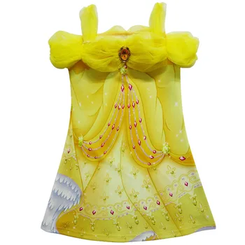 Letné Elegantné Dievčatá Oblečenie Belle Princezná Rapunzel Šaty Birthday Girl Party Šaty Deti Oblečenie Kráska a Zviera Kostým