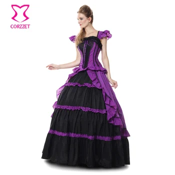 Lolita Čiernej A Fialovej Prehrabať Gotický Victorian Kráľovná Dlhé Šaty plesové Šaty, Cosplay Kostým Princezná Halloween Kostýmy pre Ženy