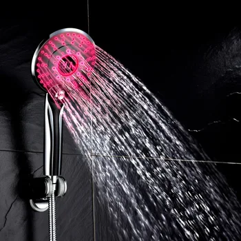 Multifunkčné 3 farebné LED Ručné Sprchy Hlavu flexibilné miešanie Teplota Sprcha Hlavu Digitálny Displej Prenosné Kúpeľňa so sprchovým Kútom