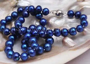 Zadarmo >> Módne 8-9 mm Skutočné Modrá akoya umelo pestované perly náhrdelník 17