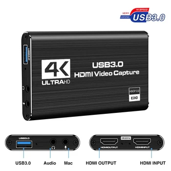 2020 USB3.0 HDMI 4K60Hz Zachytávanie Videa HDMI USB digitalizačné Karty hardvérový kľúč Hry prenos Live Stream Vysielania s MICinput