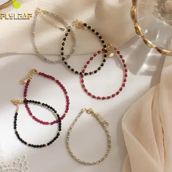 Flyleaf Rez Povrchu Kryštálu, Zlata, Perličiek Náramky & Bangles Reálne 925 Sterling Silver Náramky Pre Ženy Móda Jemné Šperky