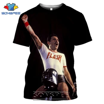SONSPEE 3D Tlač Muži Ženy Freddie Mercury T-shirts Bežné Streetwear Harajuku Hip Hop Krátky Rukáv Kráľovnú Rock Tees Topy Tričko
