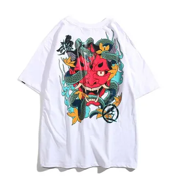 E-BAIHUI Japonský Diabol Hada, T Košele 2020 Hip Hop T Shirt Harajuku Streetwear Bežné Krátky Rukáv Topy Tees Späť Vytlačené L379