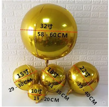 6pcs 15inch 18-palcové 4D Balón Veľké Okrúhle Oblasti Tvarované Hliníkové Fóliové Balóniky Hélium Balón Narodeniny, Svadba Baby Sprcha Dekor