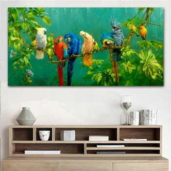 Obrázky Farebné Papagáje Zvierat Maliarske Plátno Na Maľovanie Na Stenu Umenie Výtlačkov Pre Obývacia Izba Moderné Dekoratívne Vytlačí Plagáty