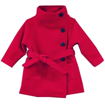2-8 rokov deti jesenné a zimné modely dievčatá kabát Zahustiť Vlnené tkaniny obojstranné kabát Vysoký golier teplý kabát