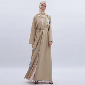 Pôvodné výšivky kvety cardigan Moslimských Župan syari žena Dubaj móda plná Moslimských abaya Arabských Bohoslužby abaya wq2071