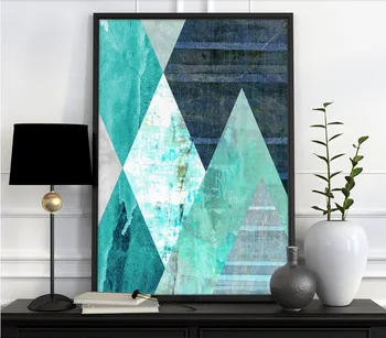 Abstraktné Geometrické Tyrkysové Plátno Umenie Plagáty Plátno, Vytlačí Nordic Maľovanie obrazov na Stenu pre Obývacia Izba Home Decor 2 Kusy