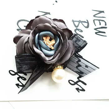 Kórejský Handričkou Umenie Textílie Pearl Kvety Brošňa Pin Košeľu Odznak Corsage Módne Brošne Darčeky pre Ženy, Šperky, Doplnky