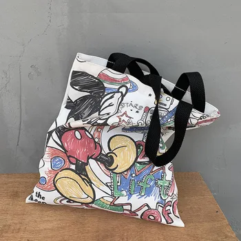 Disney mickey mouse Dievča, chlapec handag cartoon Donald Duck taška cez rameno canves Vysokou kapacitou nákupní taška