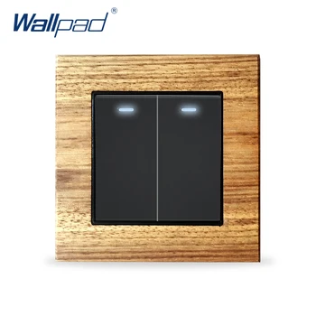 2 Gang 1 Spôsob 2 Way Switch S Modrým LED Indikátor Skutočného Dreva Panel Wallpad Wall Light Switch Interrupteur Rocker Prepínače