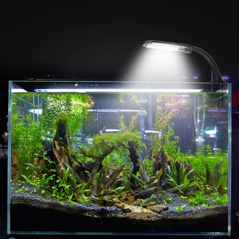 Vysoká Kvalita 5W Akvárium 12 LED Osvetlenie Akvária Ryby Nádrž Svorka Klip Vodné Rastliny Rastú Biela Farba Osvetlenia pre Nano Nádrže