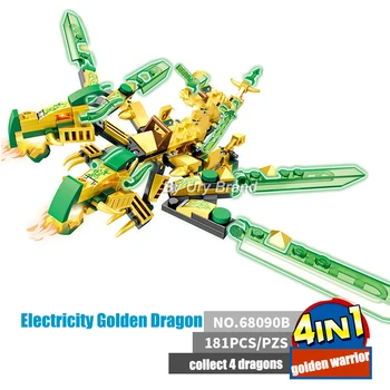 Ninja Série Golden Robot Mech Warrior 2 Hlavy Draka 4in1 Sadu Mini Údaje DIY Stavebné Bloky, Hračky Pre Deti, Chlapci Vianočný Darček