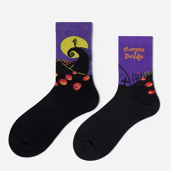 Bavlnené Ponožky Unisex Halloween Ponožky Retro Cashmere Módne Dlhé Ponožky Sú Pohodlné Vytlačené Ponožky Meias Esportivas Calcetines