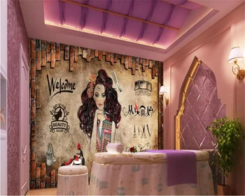 Beibehang Vlastnej osobnosti 3d tapeta salón krásy salon hair salon pozadí steny holičstvo, abstraktných de parede 3d tapety