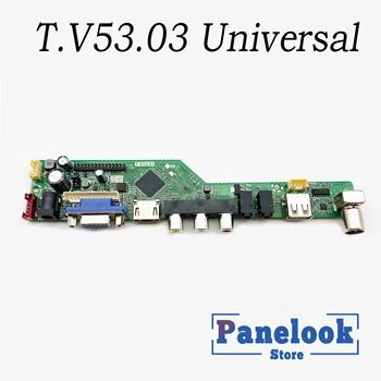 T. V53.03 Univerzálne LCD TV Kontrolór Vodič Doska PC/VGA/USB Interface+7 tlačidlo doska+ 1 Lampa invertor