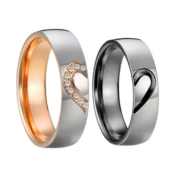 1 pár Vlastné cubic zirconia srdce pár snubných prsteňov sada pre mužov a ženy black rose Aliancie návrh manželstva prst prsteň