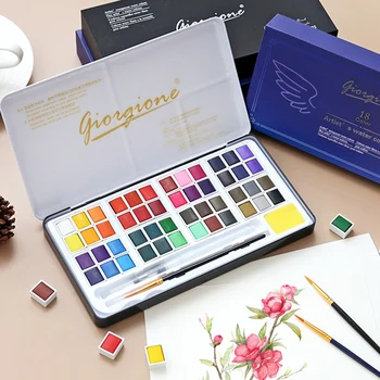 48 Farby Solid Akvarelových Farieb Nastaviť Metal Box Vodné Farby Maľovanie Pigment Vrecku Veľkosť S Kovový Krúžok Pre Umelcov, Maliarov