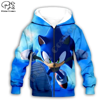 Rodina košele Anime Super Sonic 3d Deti Hoodies na zips kabát Dlhý Rukáv Pulóver Cartoon Mikina nastaviť oblek s Kapucňou/nohavice