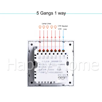 10 Gang 1 Way Switch Wallpad 110-250V 172*86mm Krištáľové Sklo Panel Prispôsobiť DIY 10 Gang 1 Spôsob Dotykový Snímač DIY Smart Switch