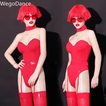 Nové Červené Bar Ds Kostýmy, Sexy Gogo Zobraziť Leodard Viesť Tanečné Oblečenie Nočný Klub Dj, Spevák Kombinézu Fáze Oblečenie
