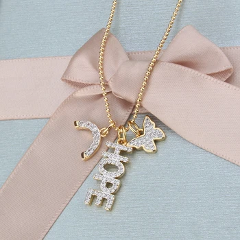 SUNSLL Nové jednoduché medi náhrdelník Motýle / dúha/ písmená náhrdelník pre ženy fashion party šperky, prívesok náhrdelník dary