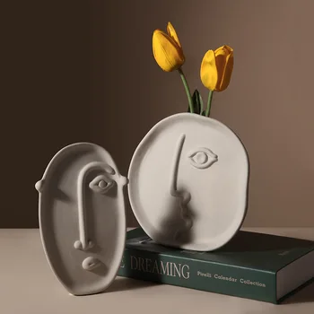 Abstrakt Ľudskú Tvár Váza, Umelecké Tvorivé Kvet Usporiadanie Váza, Nočný Stolík Štúdia Nordic Dekorácie, Svadobné Dary