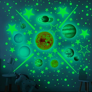 Zollor 453PCS Svetla Slnečnej Sústavy a Planéty Meteor Star Stenu, Nálepky, Spálňa, Obývacia izba Fluorescencie Tvorivé Dekoračné Nálepky