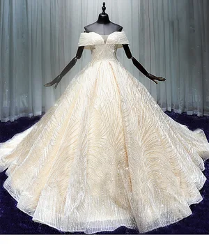 Svadobné Šaty 2021 Nový Štýl Luxusné Flitrami Mimo Ramenné Popruhy Svadobné Šaty Vestidos De Novia