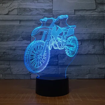 Nový Motocross Bicykli Tvar Nočné Osvetlenie Novinka 3D stolná Lampa LED USB 7 Farieb Zmena Senzor Stolná Lampa ako Rekreačné Narodeninám