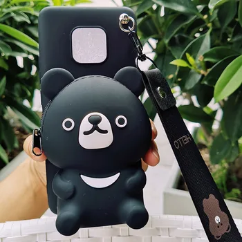Roztomilý Kreslený 3D Medveď Peňaženky Telefón puzdro Na Huawei Nova 5i 4 4e 3 3e 3i 2i 2 Lite P Smart Plus 2019 P Smart Z Mäkké Silikónové Krytie