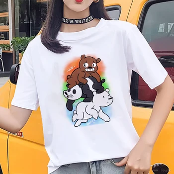 Nový bežné ženy tričko Harajuku wild roztomilá panda vytlačené Tričko letné biele krátke rukávy T-shirt žena vrchné oblečenie