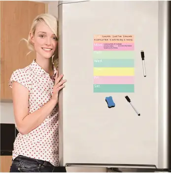 A4 Magnetická Tabuľa na Chladnička Magnet Týždenný Plánovač s potravinami Zoznam poznámkový blok Chladnička Magnet White Board Message Board List