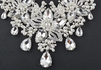 Luxusné Drahokamu Jasné, Svadobné Svadobné Šperky Kvetinový Dizajn Ženy Strany Náhrdelníky náušnice Crystal Hruška Šperky Sady