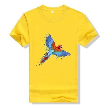 Kawaii Nádherné Ženy, T-shirt Polygonálnym Kryštál v Tvare Červenej a Modrej Lietajúci Papagáj Grafické Tlač Tričko Písmeno T Tričko