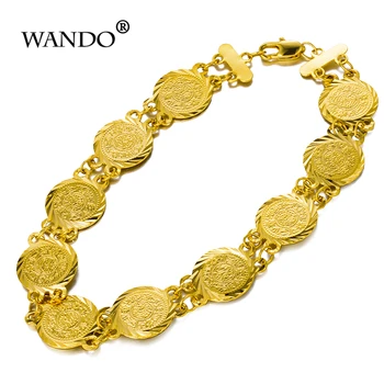 Wando 21 cm Peniaze, Mince Náramok Zlatej Islamskej Moslimských Arabských Mincí Ženy Muži Arabskom Blízkom Východe Šperky Náramok afrike darček b8