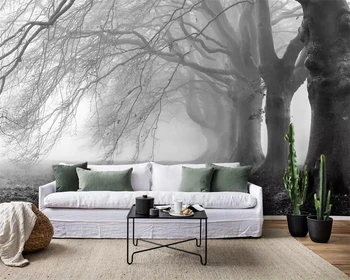 Beibehang Tapety moderný minimalistický nostalgické hmlisté šedá strom lesa nástenná maľba, TV joj, steny 3d tapeta abstraktných de parede