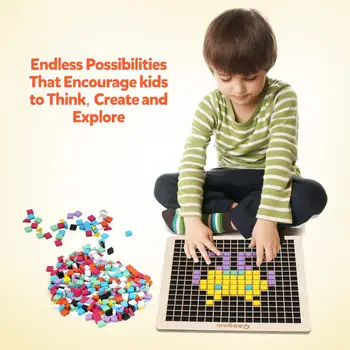 Coogam Drevené Hračky, 370PCS Tvar Vzor Bloky s 8 Farbami, Pixel Dosková Hra KMEŇOVÝCH Montessori Hračky Darček pre Dieťa, Batoľa